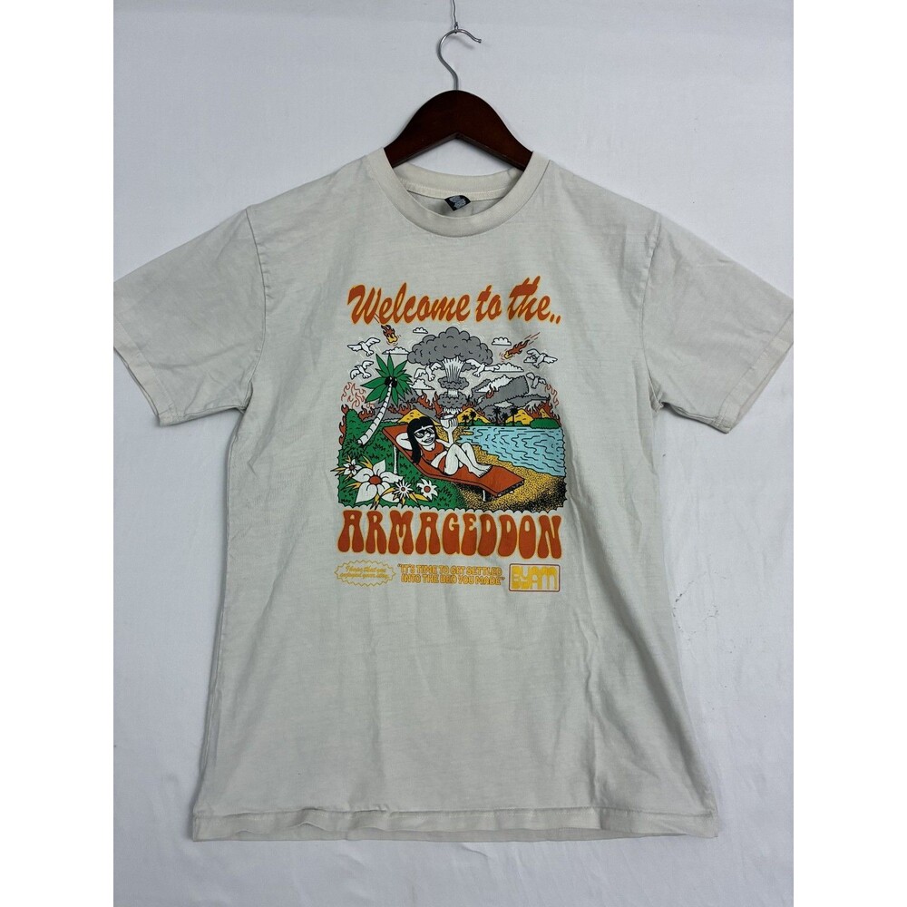 AS Colour Classic Welcome to Armageddon Graphic T Shirt Cream Size
